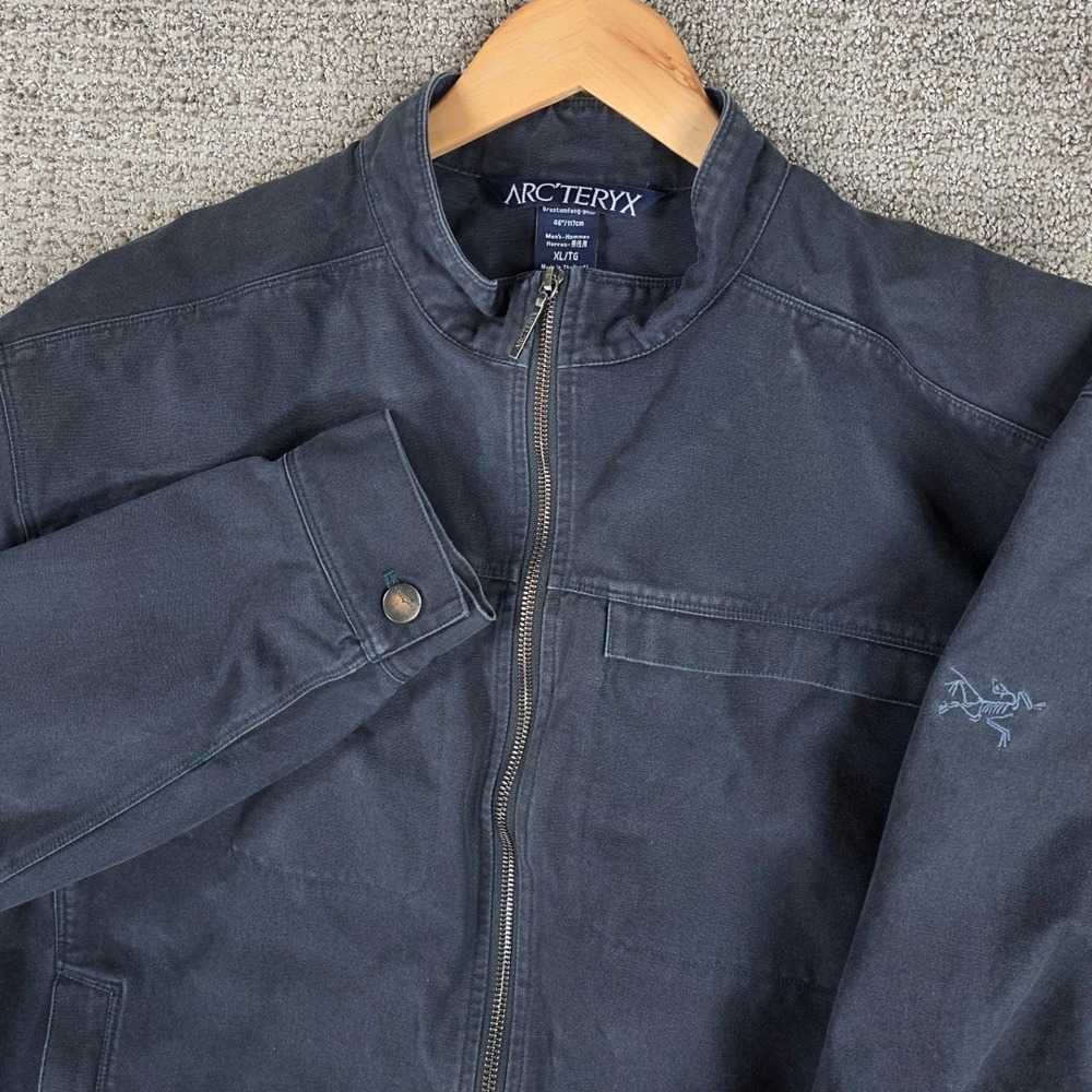 Arcteryx Mens XL Crosswire Canvas Full Zip Jacket Navy Blue Mock Neck Vintage
